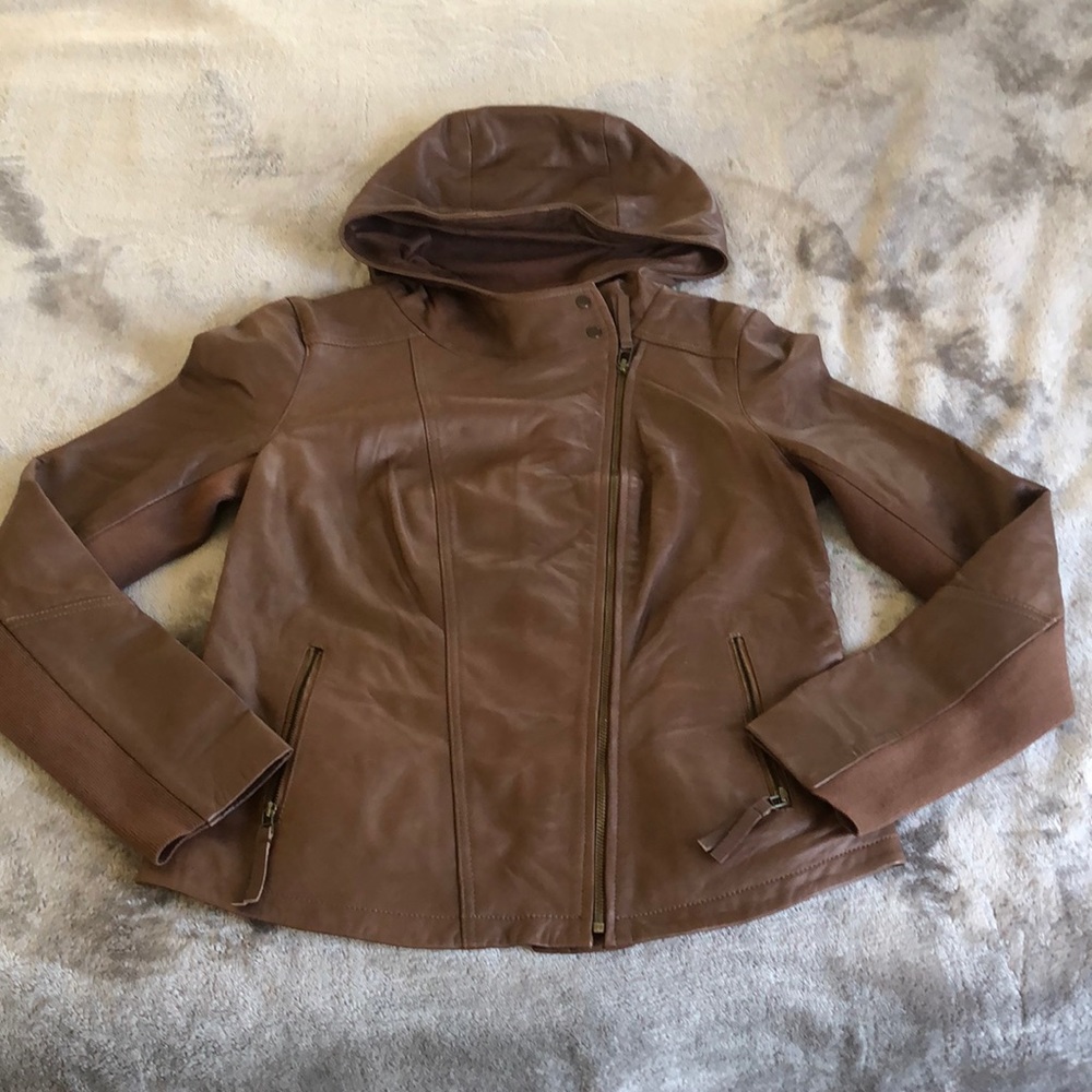 Hinge 100% Leather Women’s Hooded Jacket